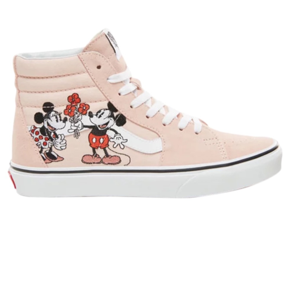Vans Pink and White Mickey Mouse High-Top Sneakers